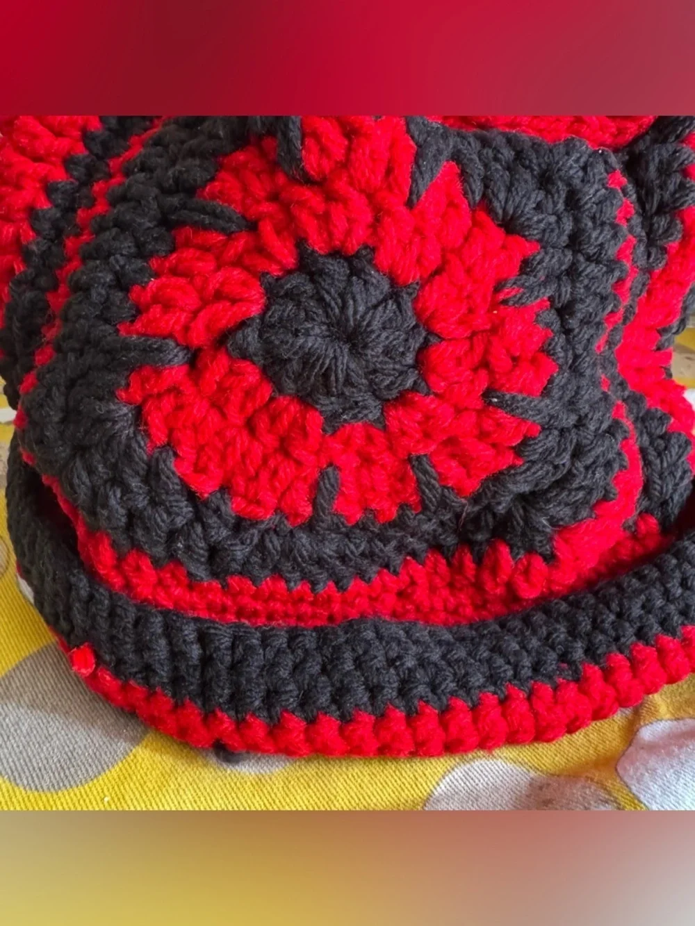 Vintage look crocheted grandma square hat